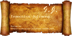 Ivancsics Julianna névjegykártya